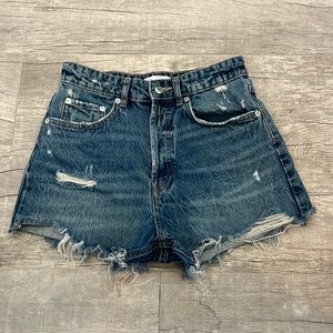 Zara Women’s Shorts‎ Size: 4 Color: Blue Distressed Button Fly